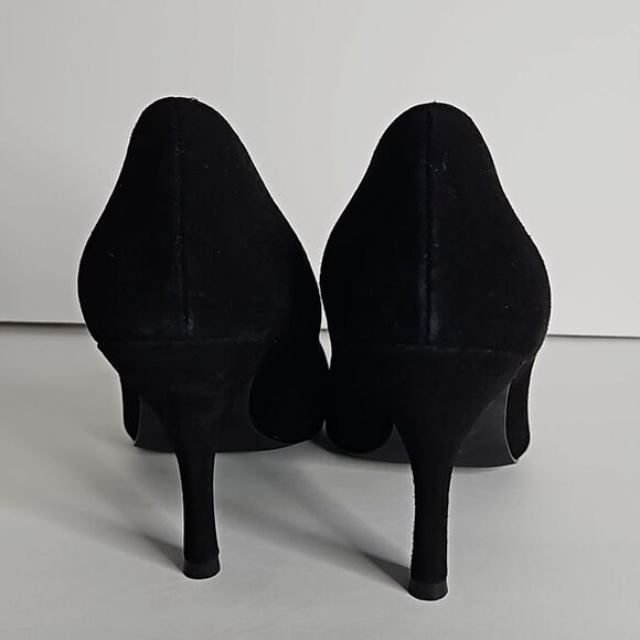 Nickles Soft Leather Black Upper Pump Peeptoe Shoes Size 9M - Picture 7 of 14